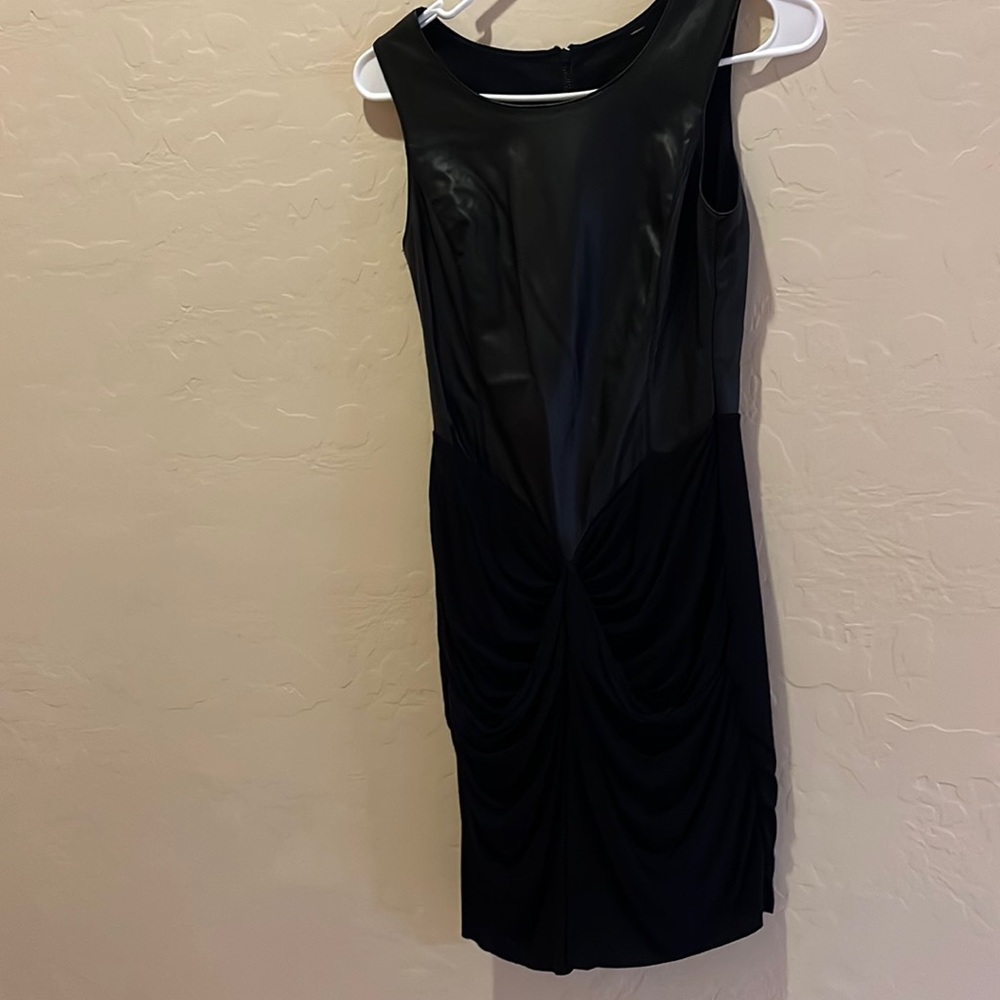 Black Dress with Leather Top and Fitted Bottom